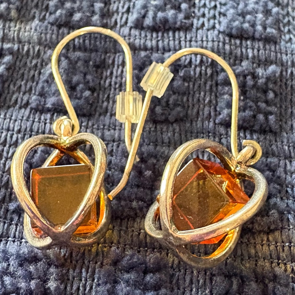 Sterling Silver and Amber Earrings